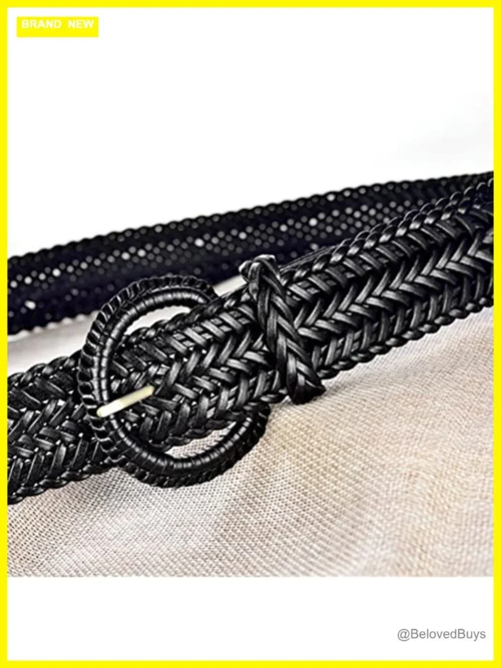 Women's Hand-Woven Faux Leather Braided Belt with Vintage Pin Buckle, No-Hole